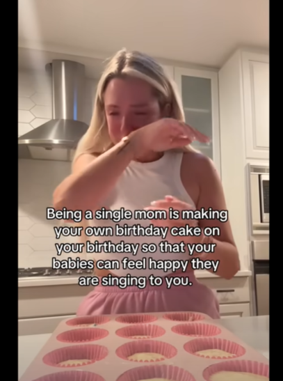 Single Mom Baking Own Birthday Cake